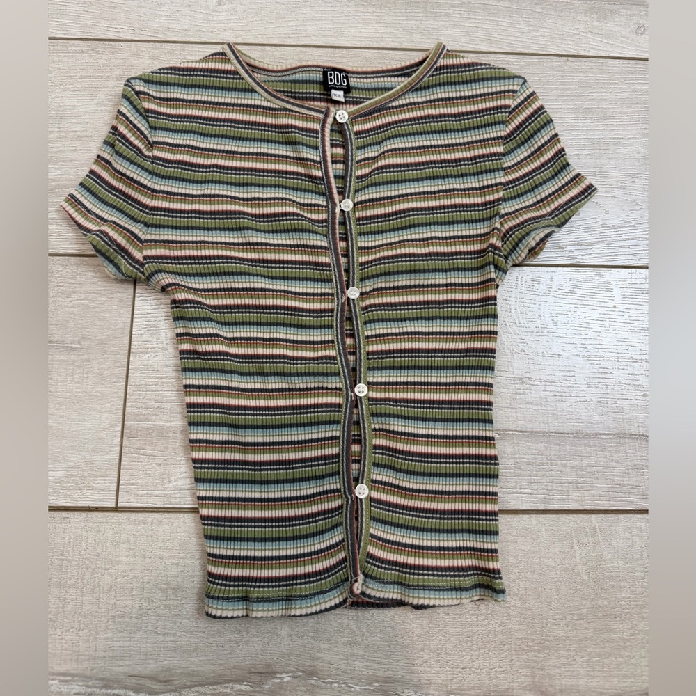 BDG Multicolor Striped Ribbed Top
